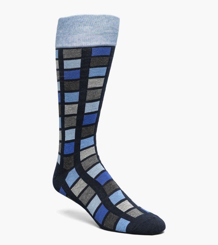 Socks | Stacy Adams Multi-Color Block Men\\'S Crew Dress Socks