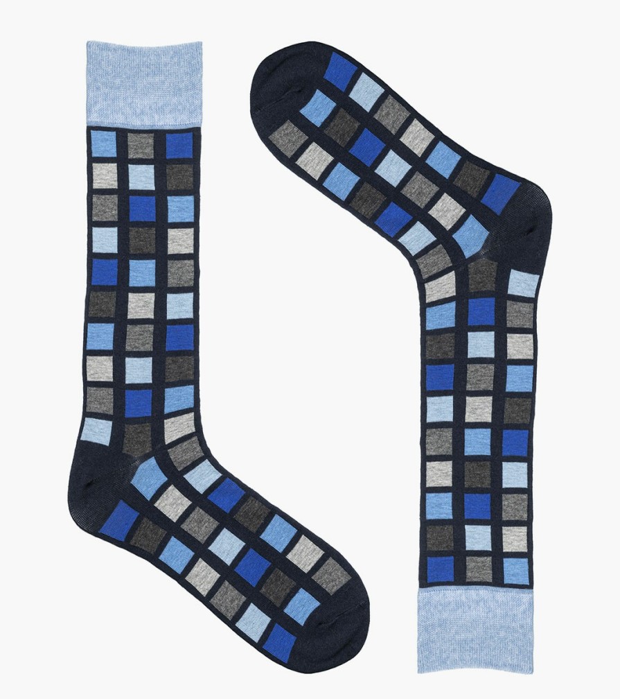 Socks | Stacy Adams Multi-Color Block Men\\'S Crew Dress Socks