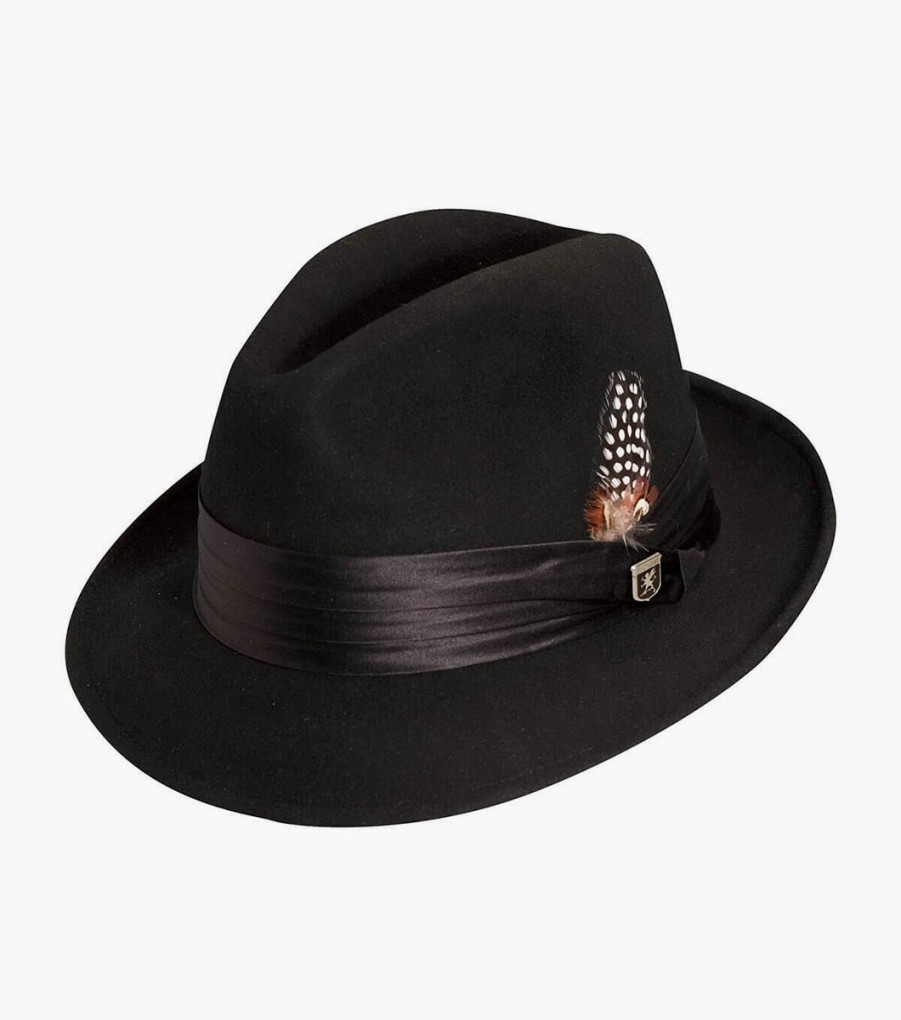 Hats | Stacy Adams Ash Fedora Crushable Wool Felt Pinch Front Hat