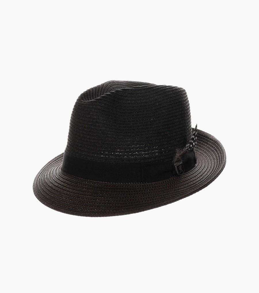 Hats | Stacy Adams Corby Fedora Paper Braid Pinch Front Hat