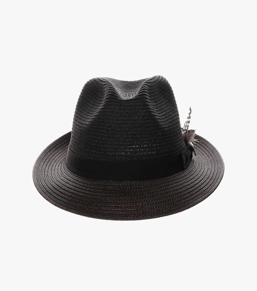 Hats | Stacy Adams Corby Fedora Paper Braid Pinch Front Hat