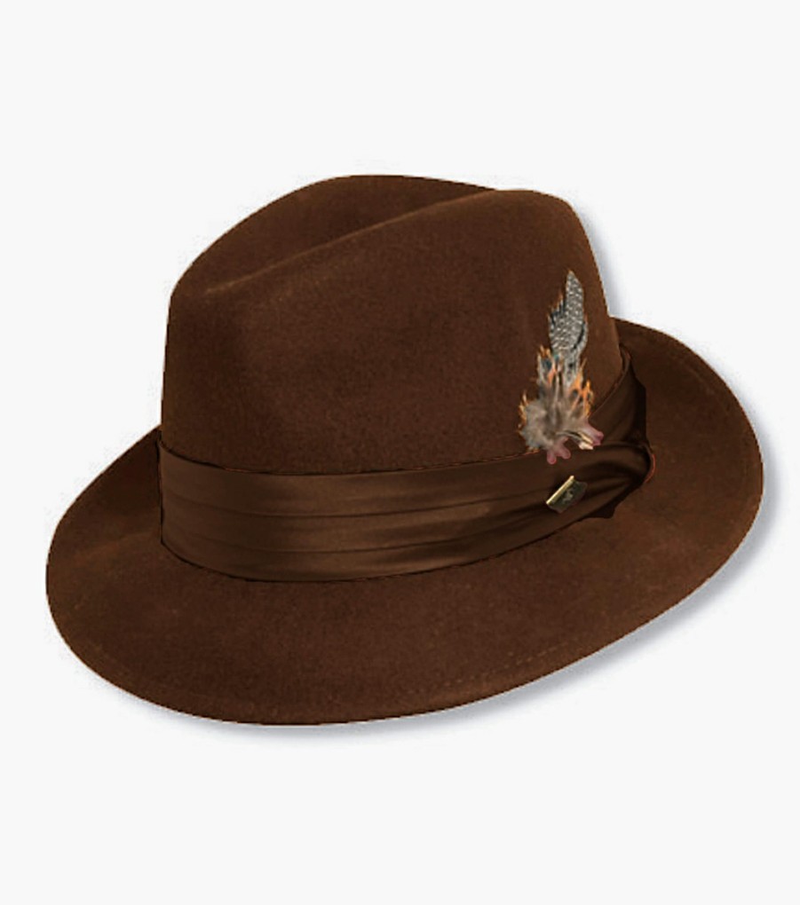 Hats | Stacy Adams Ash Fedora Crushable Wool Felt Pinch Front Hat