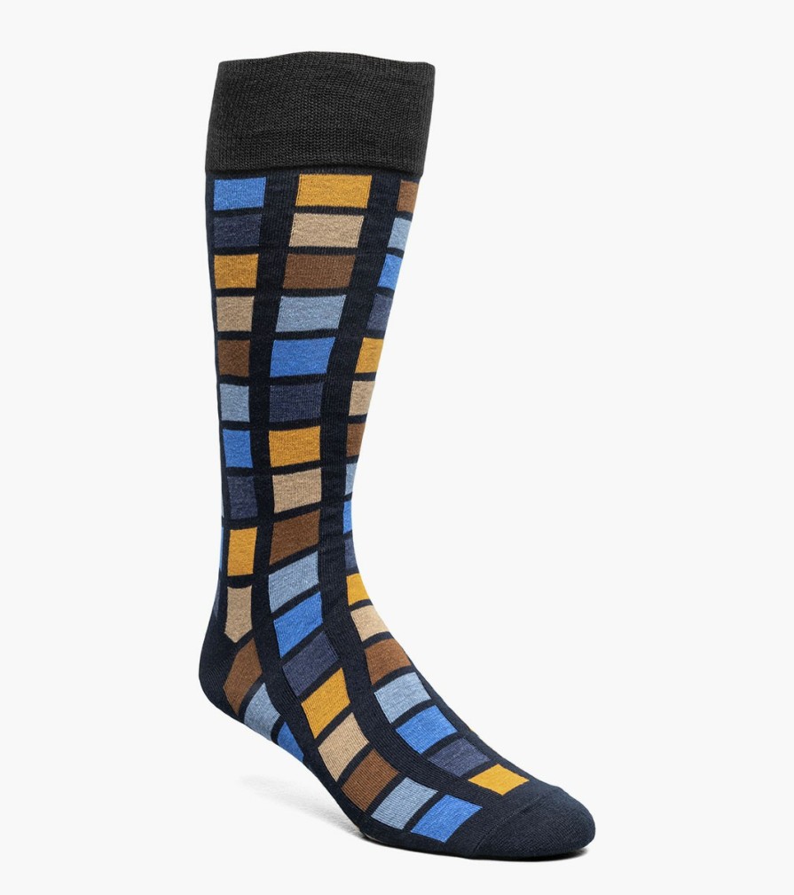 Socks | Stacy Adams Multi-Color Block Men\\'S Crew Dress Socks