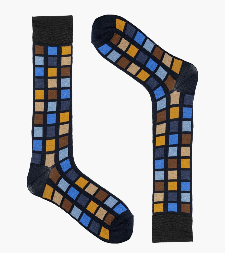 Socks | Stacy Adams Multi-Color Block Men\\'S Crew Dress Socks