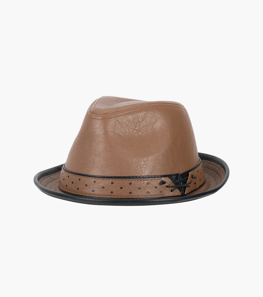 Hats | Stacy Adams Halden Fedora Vegan Leather Pinch Front Hat