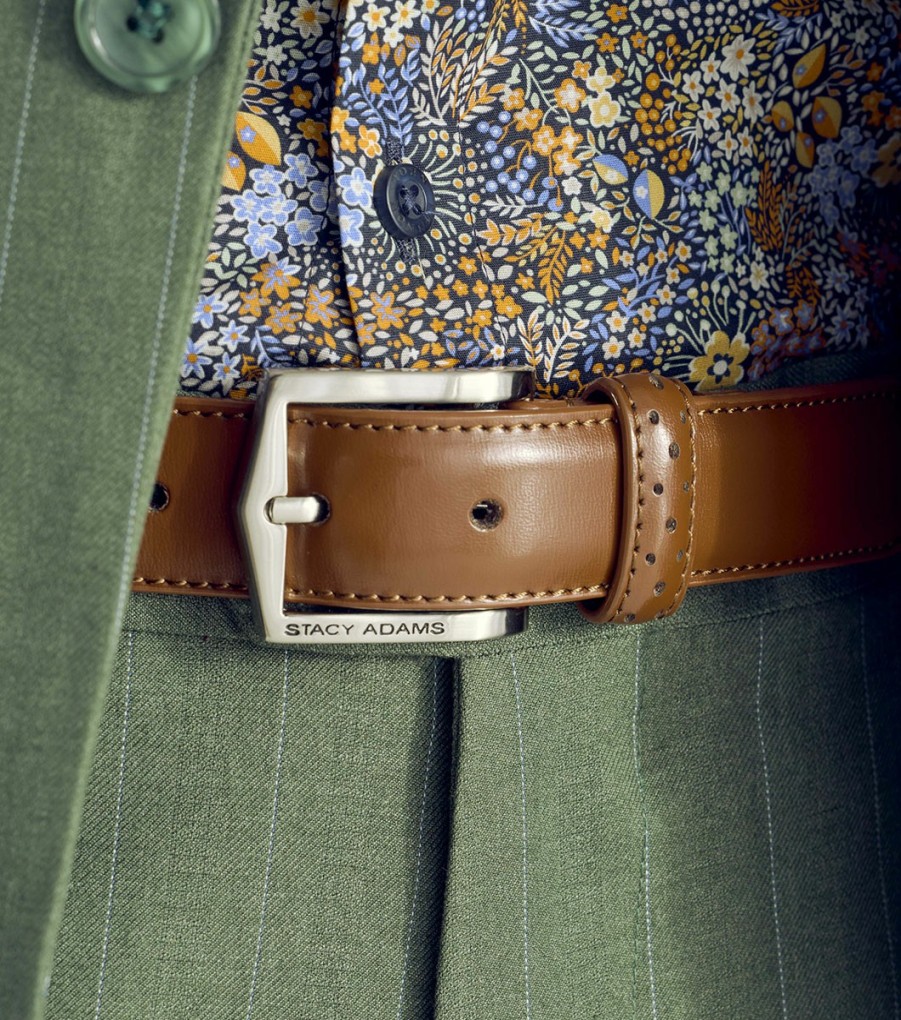 Belts | Stacy Adams Pinseal Perf Strap Genuine Leather Belt