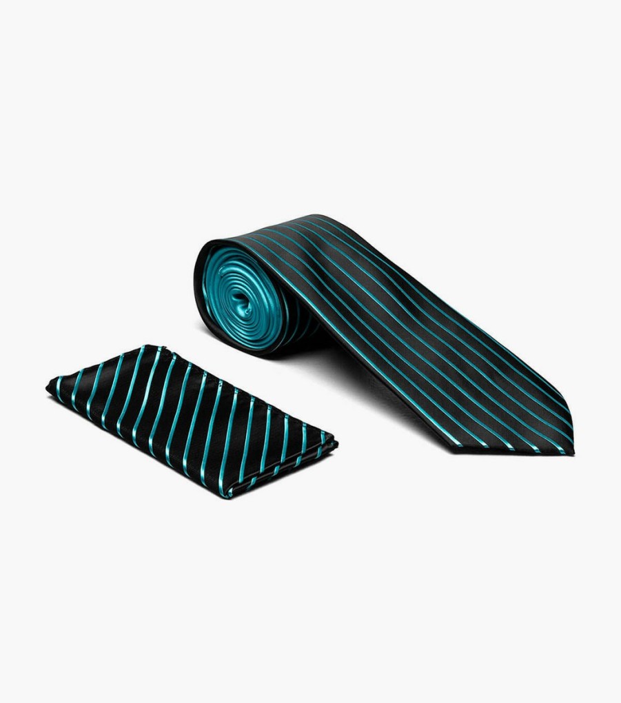 Ties | Stacy Adams Formal Teal Tie & Hanky Set