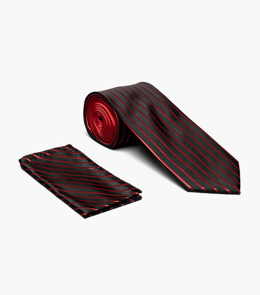 Ties | Stacy Adams Formal Red Tie & Hanky Set